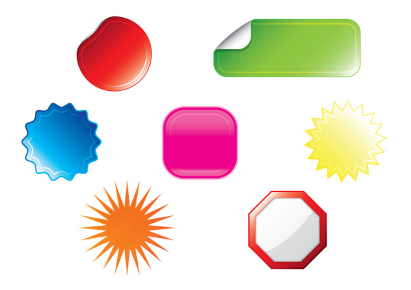 web2.0贴纸风格徽章按钮矢量素材