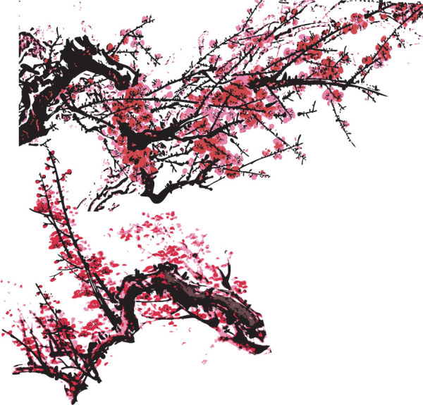 两款国画梅花矢量素材
