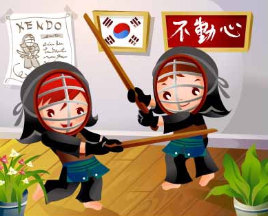 儿童剑道运动矢量素材2