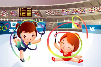 儿童花样体操运动矢量素材