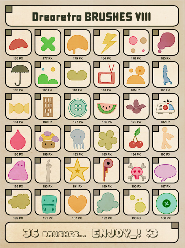 可爱的卡通图标PHOTOSHOP笔刷！