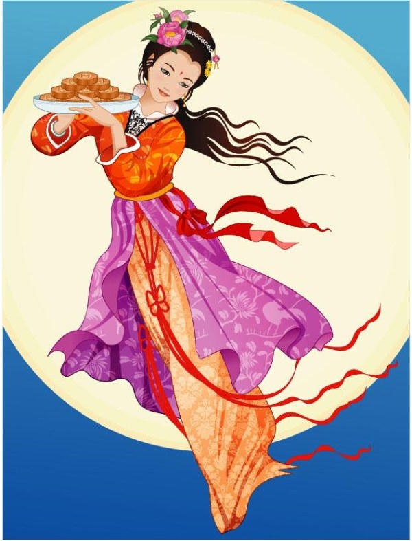 中秋嫦娥仙女矢量素材-17