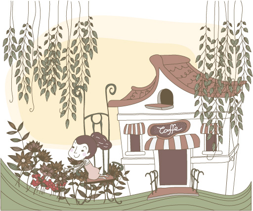 可爱线条插画矢量素材-35