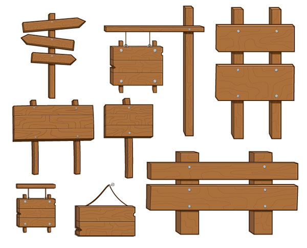 木板指示牌告示牌矢量素材