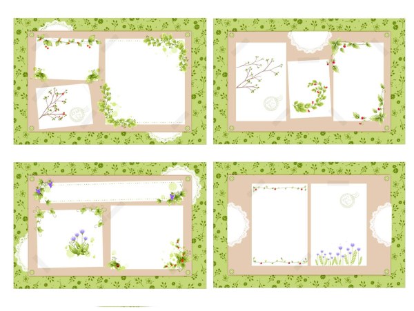 4款清新藤蔓花卉公告板矢量素材