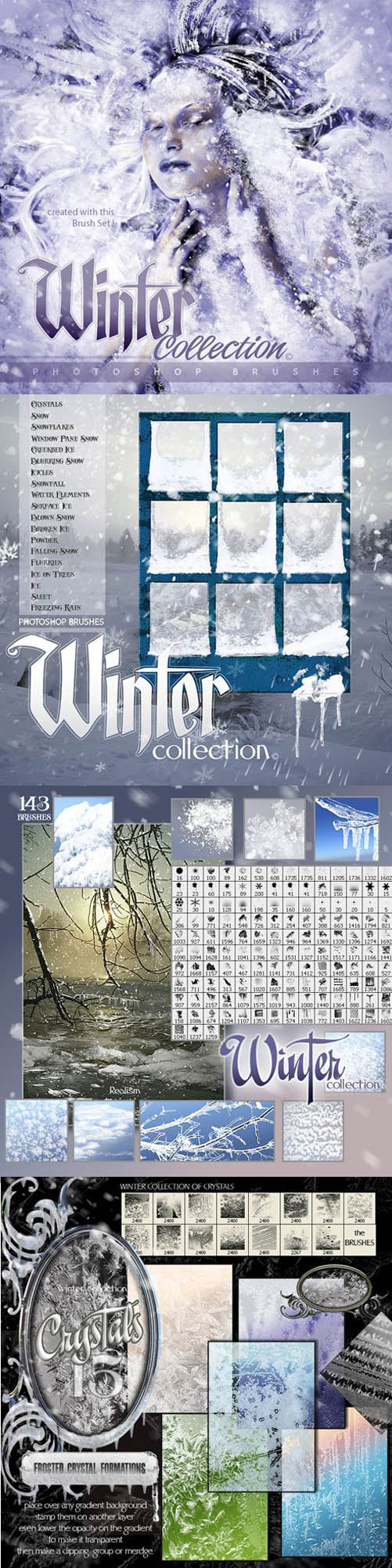 Rons出品的高清雪花、霜花 冰凌类笔刷 （Winter Brushes）