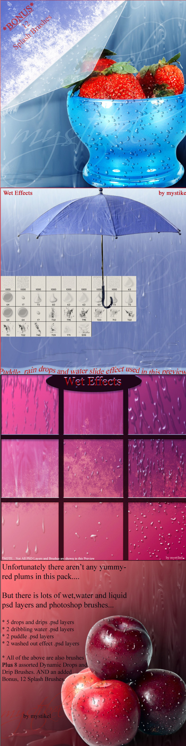 最新款高清水珠水滴笔刷 （Wet Effects Photoshop Brushes&mdash;&mdash;含图层样式）