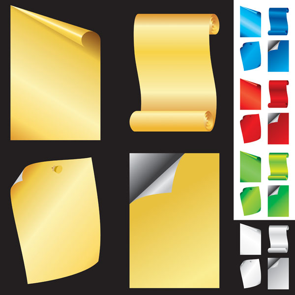 卷角空白纸张矢量素材