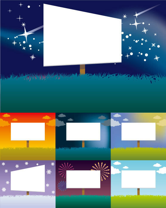 缤纷户外广告牌矢量素材