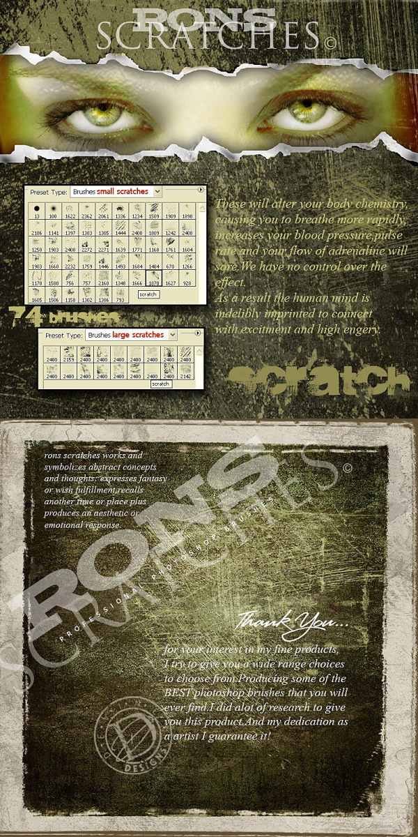 Rons 公司出品的高清晰划痕、刮痕PS系列笔刷（之一）