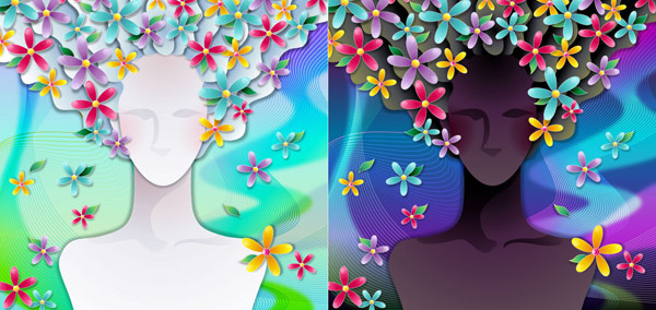 女人与花矢量素材-3