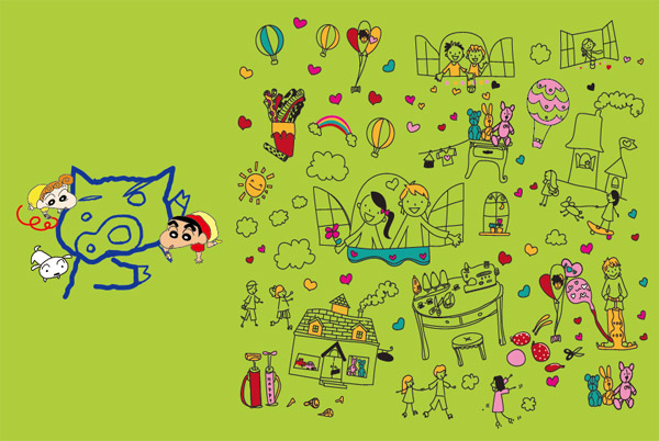 可爱卡通画矢量素材