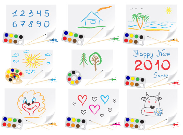 可爱的儿童画主题矢量素材