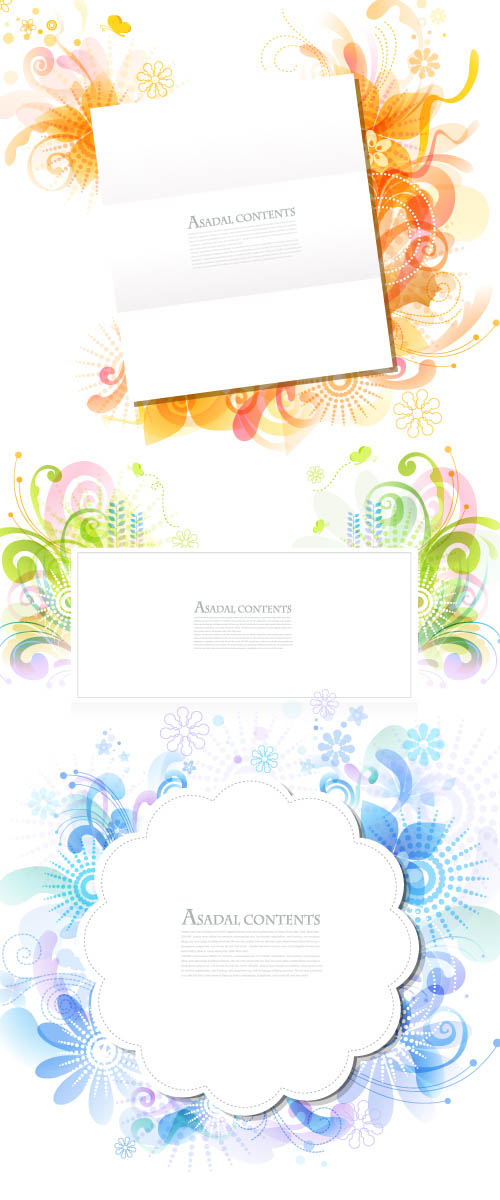 时尚花纹与白纸矢量素材