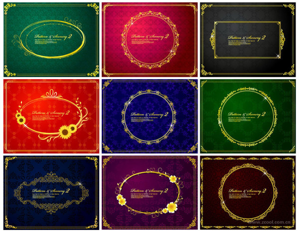 9款的金色花边底纹矢量素材