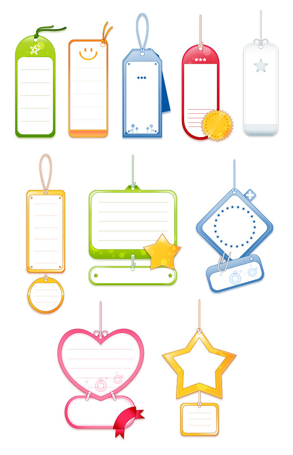 可爱空白吊牌标签矢量素材