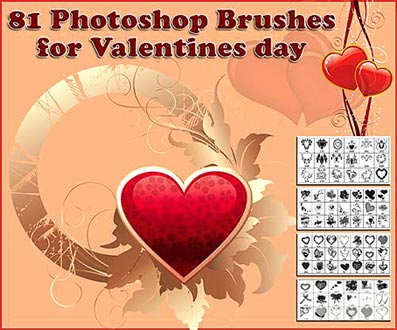 81款高清晰浪漫情人节水晶心PS笔刷