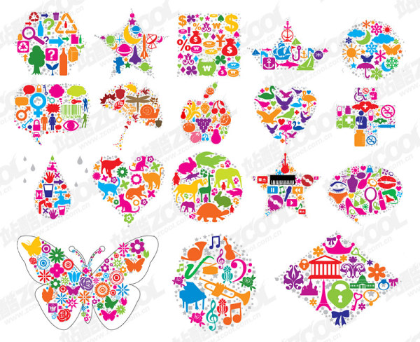 缤纷图形组成的形状矢量素材