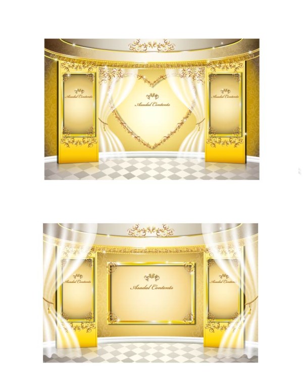 金色花纹舞台矢量素材