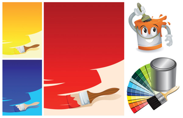 可爱的油漆主题矢量素材