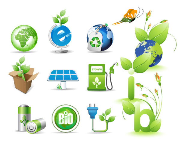 绿色环保主题图标矢量素材