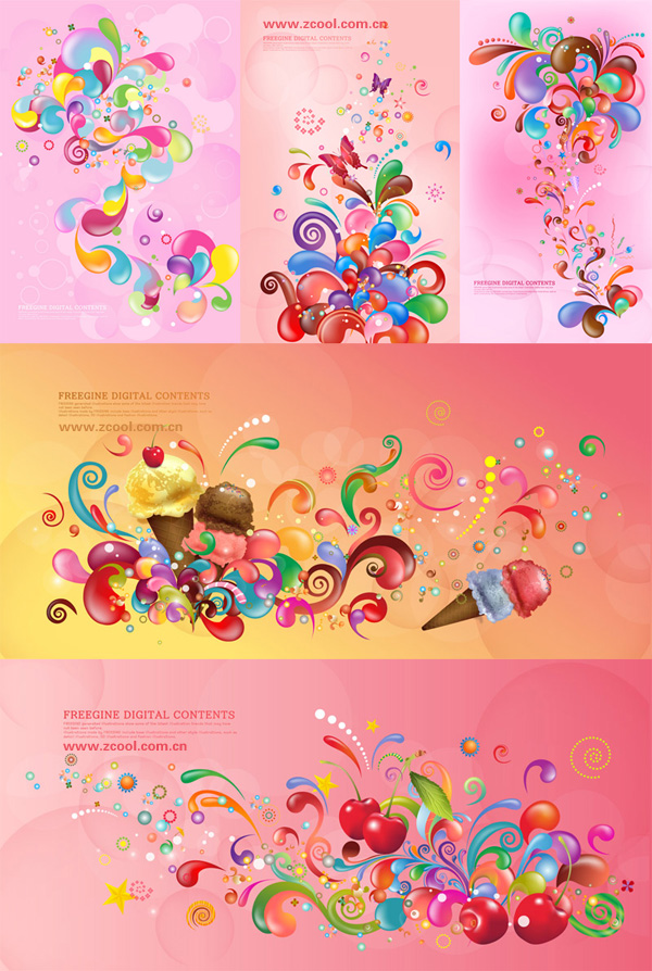 潮流缤纷矢量图案系列&mdash;&mdash;粉色（5P）