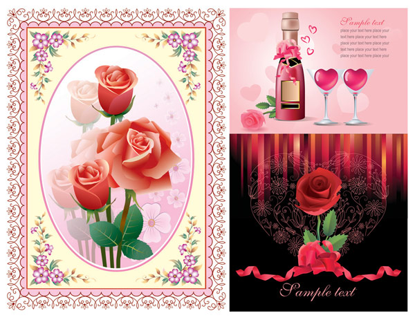 玫瑰花爱情矢量素材