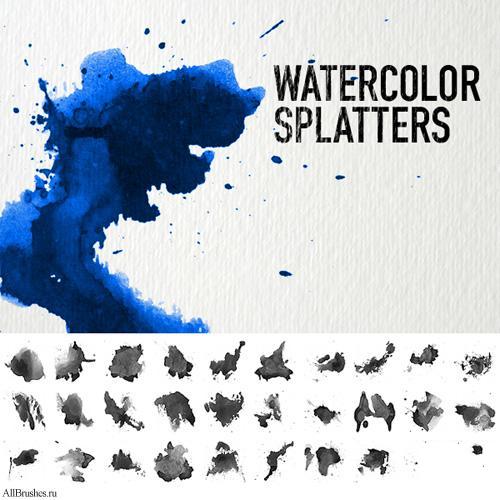 高清晰水彩泼溅、洇墨效果ps笔刷