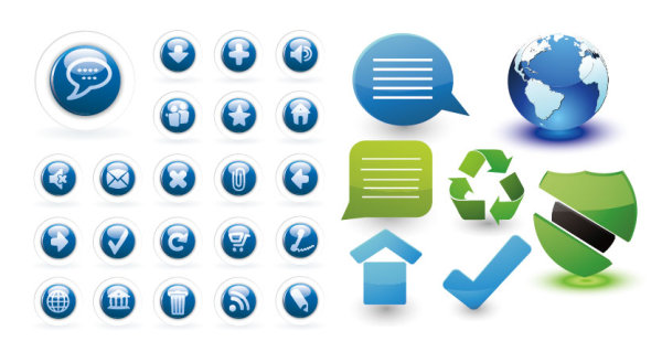 2套蓝色调子图标矢量素材