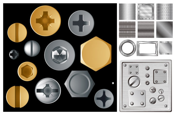 螺丝帽钢板矢量素材