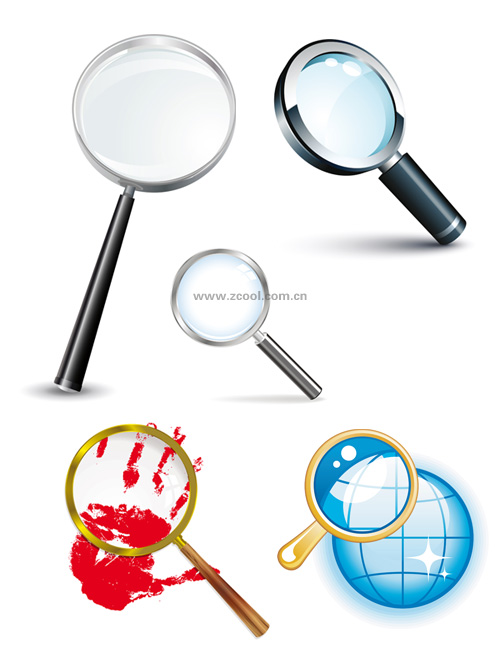 5个放大镜矢量素材