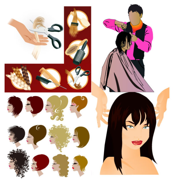 美发主题矢量素材