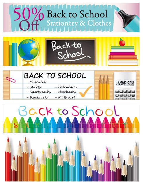 校园风格banner矢量素材