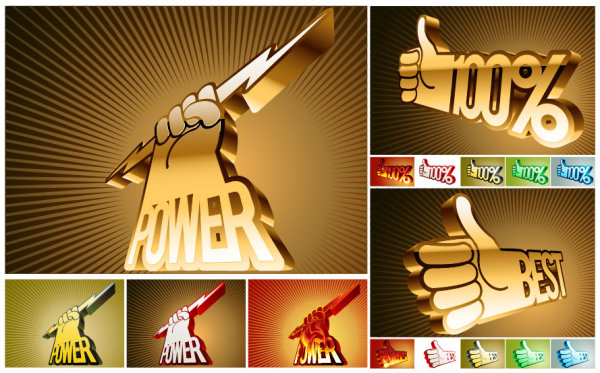 立体手主题矢量素材