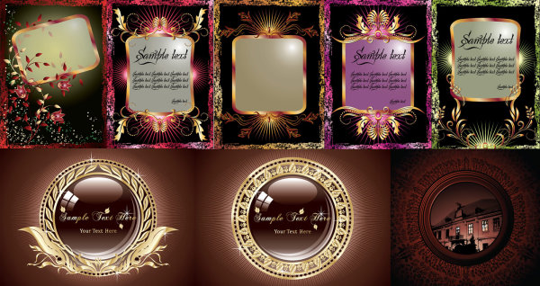 8款金色花纹图形矢量素材