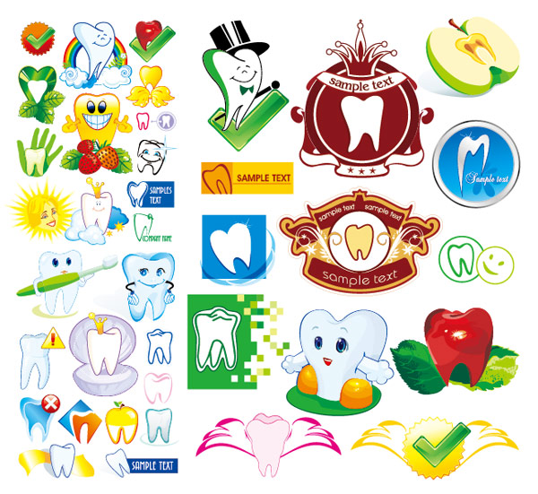 保护牙齿卡通图标矢量素材