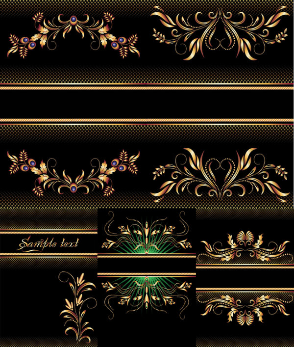 金色花纹矢量素材