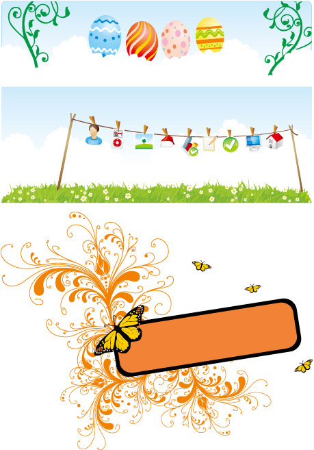 彩蛋小图标花纹蝴蝶矢量素材