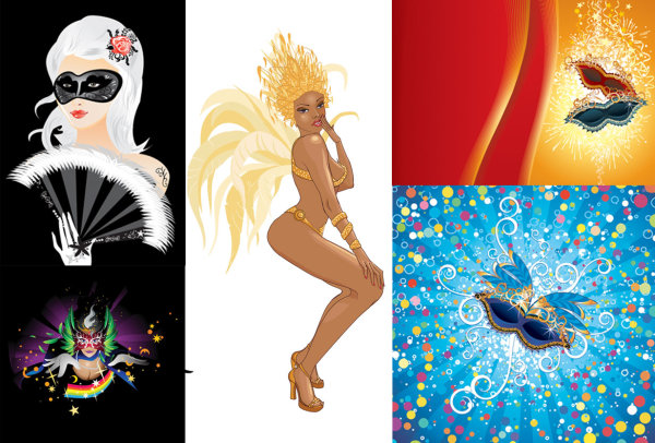 假面&舞女矢量素材