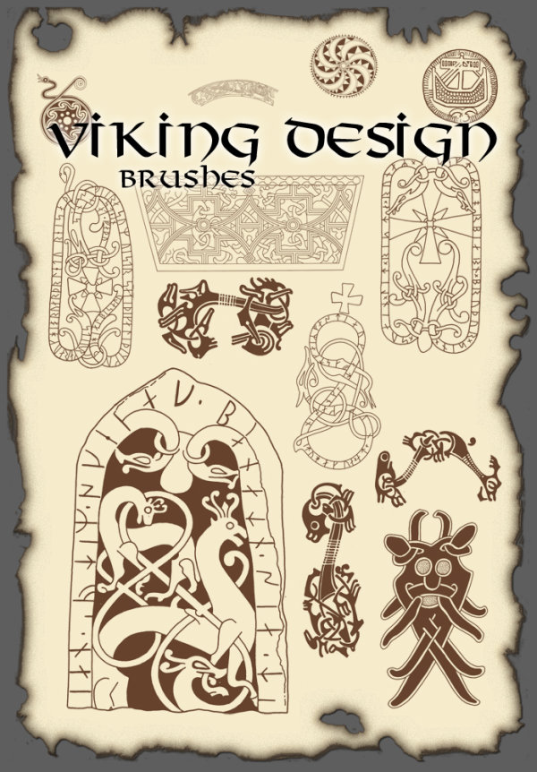 高清晰维京人（北欧海盗）设计的图案PS笔刷