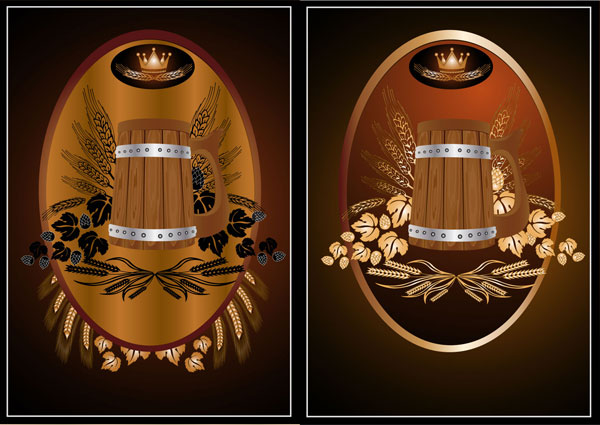 啤酒主题瓶贴矢量素材