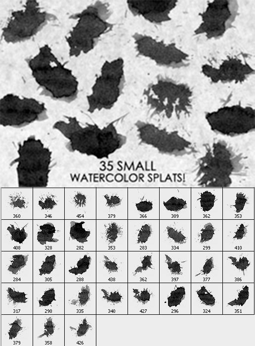 35款形态各异的墨迹墨痕PS笔刷