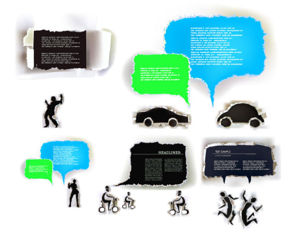 纸张破开后的图案矢量素材