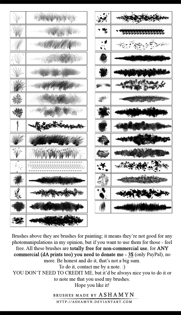 高清晰手绘真实笔触花草、滴溅、涂抹PS笔刷