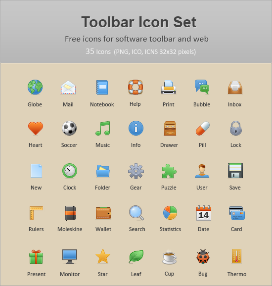 工具栏常用图标35款（Toolbar&nbsp;Icon&nbsp;Set）