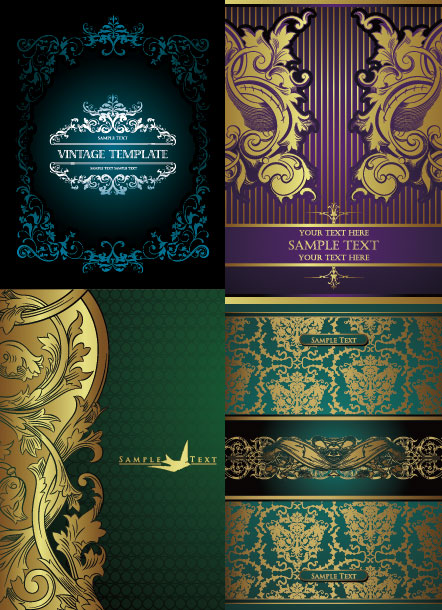 欧式华丽金色花边花纹矢量素材
