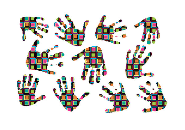 彩色的时尚手印矢量素材