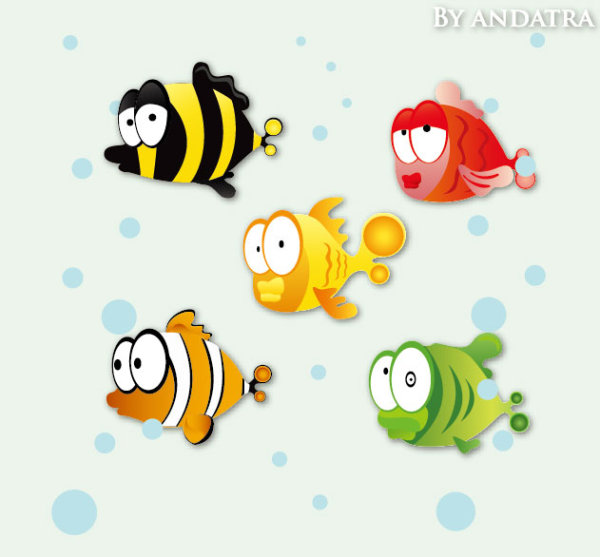 可爱的热带鱼矢量素材