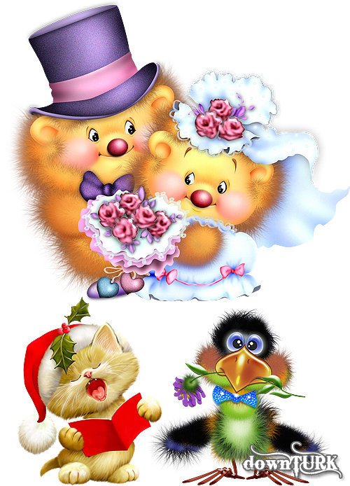 3款可爱的卡通动物图片（PNG格式）