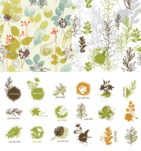 手绘植物矢量素材